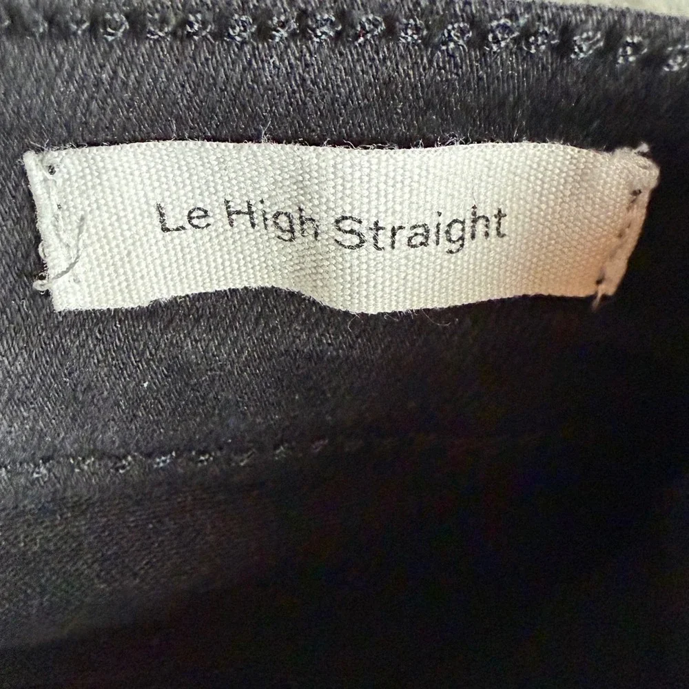 FRAME Le High Straight Jeans Film Noir Black Raw Step‎ Hem Women Size 26